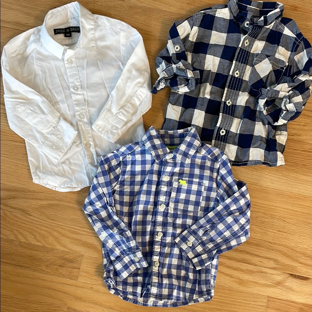 3 piece toddler preppy handsome button down shirt bundle, size 18 mo